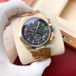 Vacheron Constantin Overseas Replica Rose Gold Watch Black Chronograph Dial